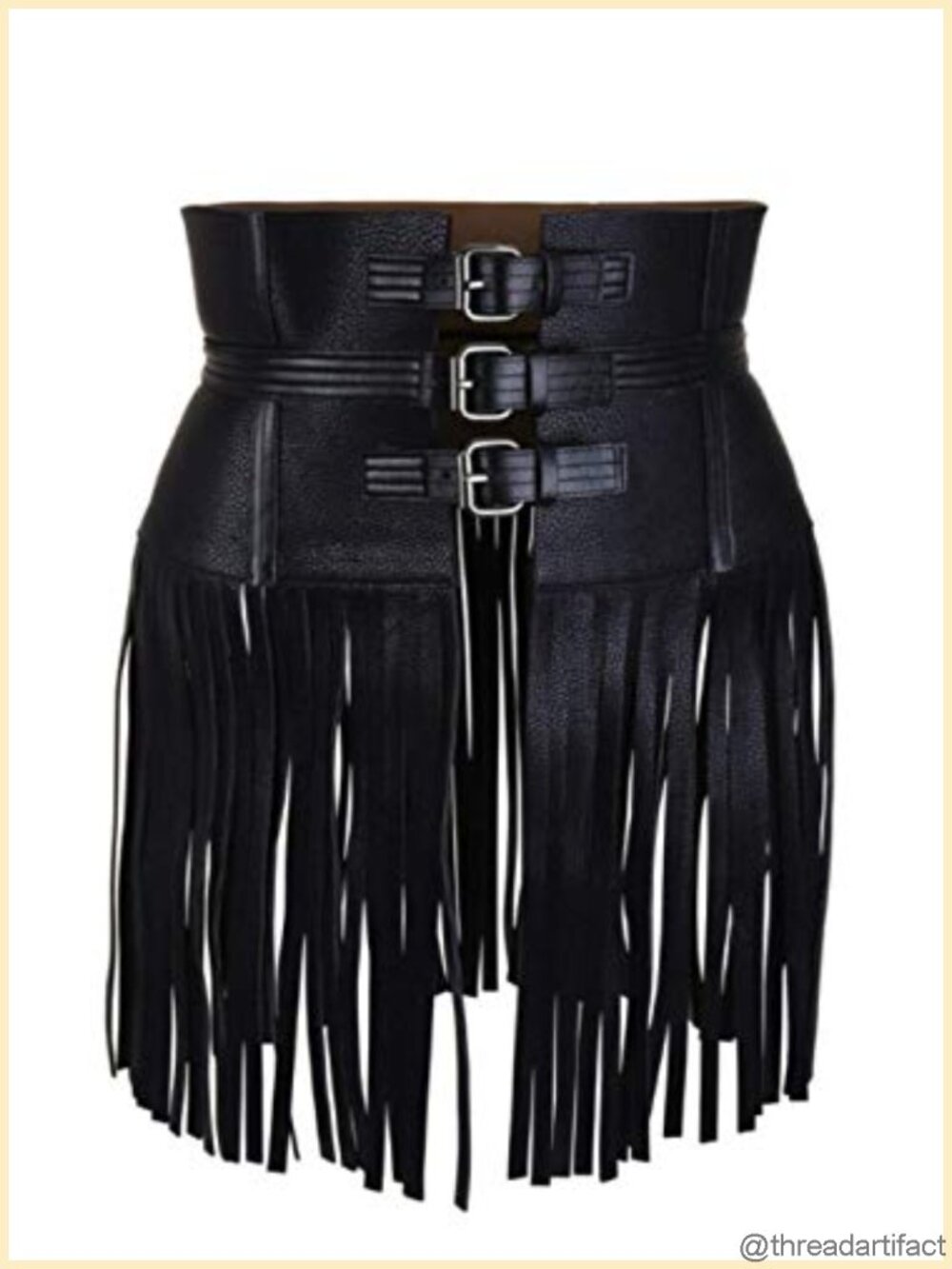 Genuine Cowhide Leather Fringe Corset Belt Wide Waist Cincher